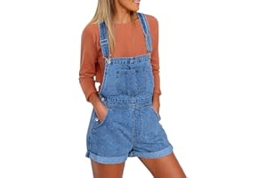 Vetinee Womens Denim Overalls Jean Short Dungarees Roll Up Bib Overalls Shorts