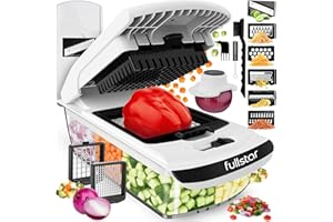 FULLSTAR Multifuncional Cortador de Verdura Mandolina de Cocina Profesional - Manual Picador de Verduras Patatas Cebolla - Rallador Verduras y Queso - Gadgets Cocina (PRO 8-en-1 Blanco)