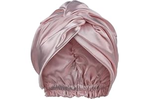 Lusofie Silk Satin Bonnet for Sleeping Double Layer Soft Apricot Hair Bonnet Curly Straight Hair Long Large Braid Night Wrap Turban for Women (Apricot)
