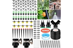 McNory Ogrodowy system nawadniania, 147 szt., mikro nawadnianie kroplowe, automatyczny zestaw do nawadniania, system nawadniania ogrodowego dla roślin, z wężem kroplowym 40 m