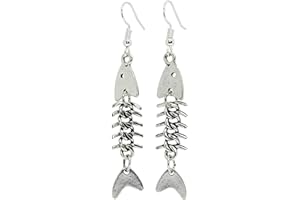 Bluebubble FISH BONE Skeleton Earrings on Gift Card