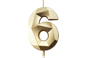 Bougies d'anniversaire 6 ans Fille Garcon Bougie Chiffre Dorée Bougies Numéros 0-9 Décoration Gateau Anniversaire Bougie 6 ans Bougies Anniversaire Enfant