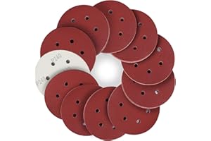 STEBRUAM Discos de lija 50 piezas, Papeles de Lijas 150mm, Abrasivos con 6 Agujeros 240 granos para Lijadora Excéntrica y Lijadora Orbital