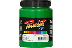 Permaset Aqua Standard 300ml Mid Green Ink - Screen Printing Ink for Fabric - Ideal Screen Printing Kit for Home Office, Starter Kit, Fabric Paint, Screen Printer and other Fabric Ink