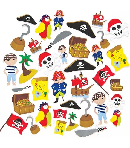 Baker Ross Kits de masques pirates à colorier (lot de 8) - Assortiment de masques pirates que les enfants pourront décorer et porter lors des fêtes ou pour se déguiser., Blanc, assorted