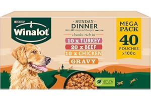 WINALOT Sunday Dinner Mixed in Gravy Wet Dog Food Pouches 40x100g