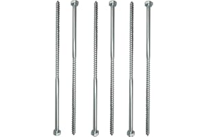 LLB 300mm Screws M10 Coach Screws Wood Hex Head Width 17mm Pack of 6 Zinc Plated Sleeper Concrete Screw Hexagon Lag Half Thread Bolts Silver Long 12 inch x 0.4 inch (10mm x 300mm)