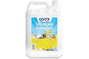 Onyx - Vinaigre ménager Parfum Citron - Nettoyant, Détartrant Multi-Surfaces et Multi-Usages - Nettoie et Fait Briller- Ecocert - 100% d'Ingrédients d'Origine Naturelle - Fabrication Française - 5L