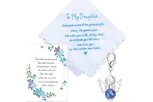MKISHINE Something Blue Bride Handkerchief - Angel Gift, Wedding Bouquet Clip, Blue, blue