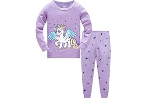 COLOBE Girls Christmas Pyjamas Set Toddler Clothes Sleepwear Animal Printed Nightwear Winter Long Sleeve PJs 2 Piece Outfit Xmas Gift for Kids