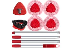 SuperAbound 4 Pièces Têtes de Serpillière à Essorage pour Vileda Turbo, avec Recharge Chenille, 1 Brosse de Récurure à Poils Complets Upgrade, 1 Manche et 1 Base – pour Sols, Voitures, Camping-Cars