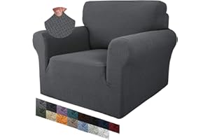 ‎MAXIJIN MAXIJIN Creative Jacquard Stuhlbezüge für das Wohnzimmer, Rutschfester Super-Stretch-Stuhlbezug mit Armen Hunde Haustierfreundlicher 1-teiliger elastischer Sofa-Couchschutz (1 Sitzer, Dunkelgrau)