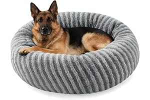 Pawk Hundebett Grosse Hunde, Große Katzenbett Flauschig, Hundekorb Waschbar Abnehmbar, Rund Hundebett rutschfest Füllung Granulat und Memory-Schaum, 91x91x25cm