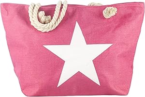 Ropo22 Bolsa De Playa y Piscina De Lona Con Cremallera, Forro Antiarena, Waterproof. Bolso Grande Con Bolsillo Interior y Asas De Cuerda Para Playa, Piscina, Gimnasio. Bolsos de Mujer.