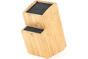 Hanseküche Messerblock - Messerhalter ohne Messer aus Holz Messerbrett (Bambus Braun, Quadratisch Schräg)