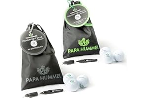 ‎PAPA HUMMEL Papa Hummel – Premium Golfbälle, 2 Layer | 3 Layer, Mit reflektierender Beschichtung für besonders hohe Sichtbarkeit | Wiederverschließbarer Beutel mit Befestigung am Bag | 10 Strategos Golfbälle