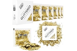 BORN TO BE GLITTERED BY SUSTAINABLE BITCH Born To Be Glittered - Purpurina para Maquillaje y la Cara en Polvo - Libre de Plástico - Biodegradable - Perfecto para Cuerpo Cara Uñas - Festivales y Fiestas - Color Dorado - Golden Sun