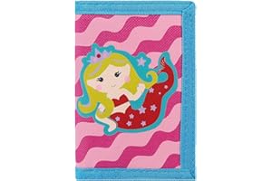 SUNDEE RFID Blocking Wallet for Kids/Slim Cartoon Wallet with Zippered Pocket/Trifold Canvas Outdoor Sports Wallet (Mermaid)