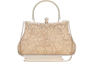 BAIGIO 1920s Pochette de soirée vintage pour femmes des années 1920s avec perles, élégante sac à main bandoulière pour fête mariagebanquet