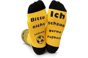 ANOTION Lustige Socken, Bitte Nicht Stören Ich Schaue Gerne Fußball Lustige Söckchen Neuheit Baumwollsocken Fußballliebhaber Socken Rutschfeste Haussocken Wintersocken Geschenk Für Damen Herren Spieler