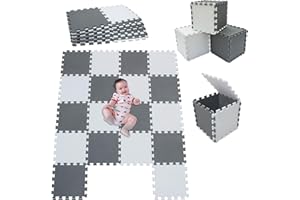 MSHEN 18 Stück Puzzlematte | Kälteschutz,abwaschbar Kinderspielteppich Matte | puzzlematte Baby Trainingsmatte.Größe 1,62 Quadrat.Weiß-Grau-ALg18
