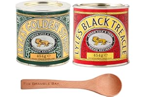 THE BRAMBLE BAY Golden Syrup Bundle with Lyles Black Treacle 454g x2, Wooden Spoon