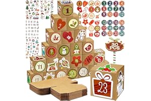 Frasheng Calendario de Adviento para Rellenar, 24 Calendario de Adviento Cajas de Regalo Navidad, con Pegatinas Digitales,2024 DIY para rellenar con cajas,Adviento Cajas de Regalo para Fiestas,Navidad