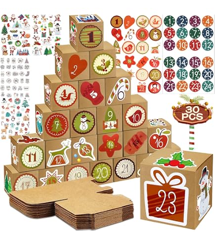Calendrier De L'Avent à Remplir 2025 - 24 Pochettes En Tissu Avec Guirlande LED - DIY Pour Noël