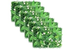 ANMINY 6Pcs Artificial Plant Wall Panels 24×16 inch Boxwood Panel Fake Graden Trellis Panels Fake Grass Ivy Fence Screening Wall Grid Garden Screening Backdrop Wall Decorations,Pattern#1