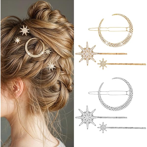FEIFEI'S BOW Orecchini Stella E Luna Placcati Oro E Argento Con Cristalli - Anallergici