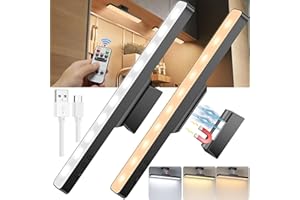‎DAPHOMEU Unterbauleuchte Küche LED, 2 Stück Aufladbar LED Lichtleiste mit Fernbedienung, Touch Dimmbare Schrankbeleuchtung Kabellos, 3200mAh küchen Licht für Schreibtische, Schlafzimmer, Schränke und Garderobe
