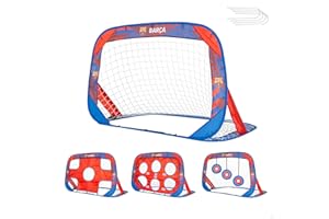 COLORBABY FC Barcelona portería Pop-up fútbol 4 en 1, 120 x 80 x 80 cm, con dianas Intercambiables, Bolsa con Asas, Montaje rápido, optimo para jardín, Desde 3 años (77594)