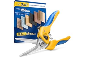 ‎S&R S&R Multipurpose Combination Scissors 200 mm, 50 mm Stainless Steel Blade, Scissors HRC 50-54, Adjustable Opening Width, Ergonomic Handles, Universal Scissors Combination Scissors