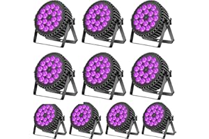 UKfog DMX512-18 LED Par UV+RGB, luce da palcoscenico, luce da discoteca, 8 ch, luce stroboscopica, modalità attiva, illuminazione DJ effetto luce per spettacolo, bar, feste, festival musicali(10 PCS)