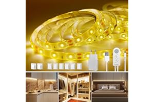 Enteenly Tira Led con Sensor de Movimiento, 120 Leds 2 metros, IP54 Luz Nocturna para Dormitorio, Interior, Habitación de Niños, Cocina, Escaleras, 2700k Blanco Cálido