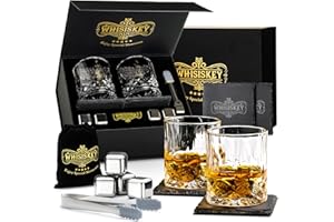 Whisiskey - Whisky Gläser Set - Whiskey Geschenkset - Whiskygläser - Geschenke für Männer – Männergeschenke - Geburtstagsgeschenk Mann - Geschenk Papa - Geschenkbox, Tumbler Gläser, Steine & Zubehör