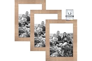 CABBEL Podwójny zestaw 3 ramek na zdjęcia, 18 x 24 cm, mocne ramki z płyty MDF, kolor kawowy (mokka), z nietłukącym się szkłem pleksi, do zawieszenia i postawienia, idealne do zdjęć, obrazów, kolażu