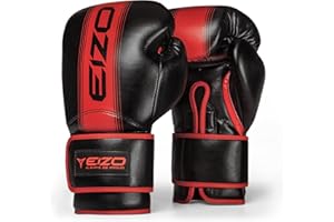 Guantoni Boxe Eizo Supreme Velcro, Guanti professionali Boxe e Kick Boxing, Microfibra alta qualità,Guanti MMA, Sparring Pugilato,alto Assorbimento degli Urti Confortevoli e Resistenti