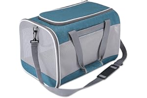 ALLSOPETS Transportín Perro Gato, Bolsa Transporte Portátil para Mascotas, Tejido de Malla Transpirable, Aprobado por Aerolíneas, Transporte de Gato con Colchón Suave para Viaje Verde