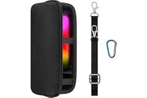 Geekria Shield etui na głośnik kompatybilny z JBL Pulse 5 Bluetooth, zapasowa twarda obudowa, torba podróżna z miejscem na kable (czarne)