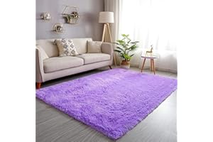 MARATIP Flauschiger Teppich für Wohnzimmer, große Größe, modernes Wohnzimmer, Mädchen, weicher und Flauschiger Teppich für das Schlafzimmer(Violett,120 x 160 cm)