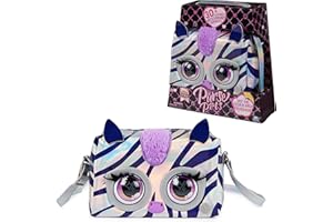 PURSE PETS MÉTALLIQUE MAGIC - ZÈBRE - COMPAGNON INTERACTIF FORMAT SAC À MAIN - Animal Interactif Style Métallique Qui Cligne Des Yeux - Sons Et Modes De Jeu - Jouet Enfant 5 Ans Et +