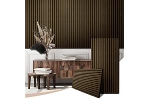 JSSZWYP AKK-STAVE Acoustic Wall Panels - Wooden Wall Panels for Soundproofing - 2 Pack/1200x600mm/1.44² Acoustic Panels for Walls - 3D Wood Slat Wall Panelling-Decorative Wall Panel Kits for Home(Dark Walnut)