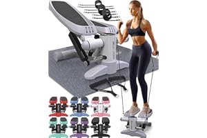 Mini Stepper y Máquina de Escalada Nordic Lifting – con Bandas de Resistencia y Pedales Antideslizantes – Estructura Resistente con Capacidad de Carga de 150 kg – Pantalla LCD