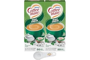 Nestle Coffee mate Liquid Coffee Creamer Singles, Irish Crème, 50 Ct Box (Pack of 2) with World Food Shop Scoop