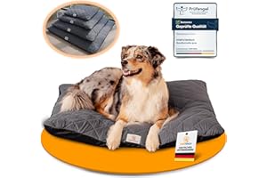 SYMPATIERISCH Hundematte [rutschfest & wasserdicht] - Superweich gepolstertes Hundekissen für deinen Vierbeiner - Liegematte, Hundebett für grosse bis kleine Hunde, Bezug waschbar & haarresistent | 120x110x14 cm