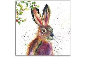The Heritage Press 'Fluffy Hare' Christmas Cards Multipack - for Family and Friends -Pack of 8