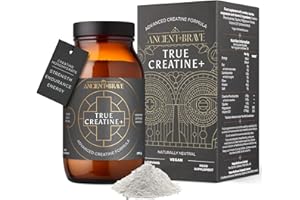 Ancient + Brave - True Creatine+ - 180g - Premium Creatine Monohydrate Powder - 100% Micronized for Women - High Performance, Strength Building - Muscle Recovery, Cognitive Function, Wellness