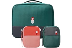 FYting First Aid Kit Travel Bag,3 Pcs First Aid Pouch,(1L+2mini) Empty Medicine Bags, Waterproof Oxford Cloth Portable Medicine Storage Bag for School, Travel, Camping, Hiking (Green+Red)