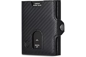 VON HEESEN Slim Wallet mit Münzfach & RFID Schutz - Geldbörse Herren & Damen - Kartenetui Kreditkartenetui - Mini Portmonee Geldbeutel Portemonnaie klein Carbon-Schwarz